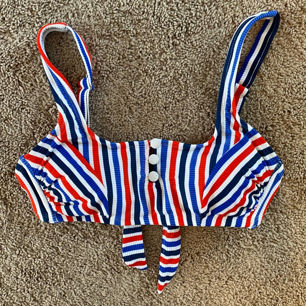 COPY - ☘️Xhiliration D/DD red white & blue striped bikini top
